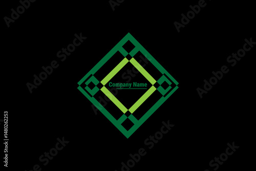 Green and light green color logo on a black background 