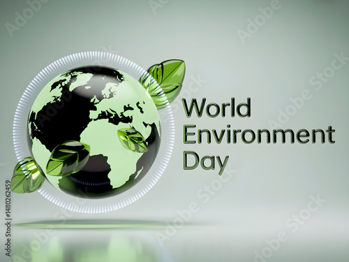 Environment Awareness Day Poster with Globe and Leaves