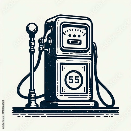 Vintage Gas Pump Illustration with Retro Design
