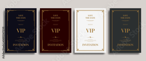 Vintage luxury invitation card template. Elegant invitation with minimalist gold line design and premium classic theme for certificates, or business cards.