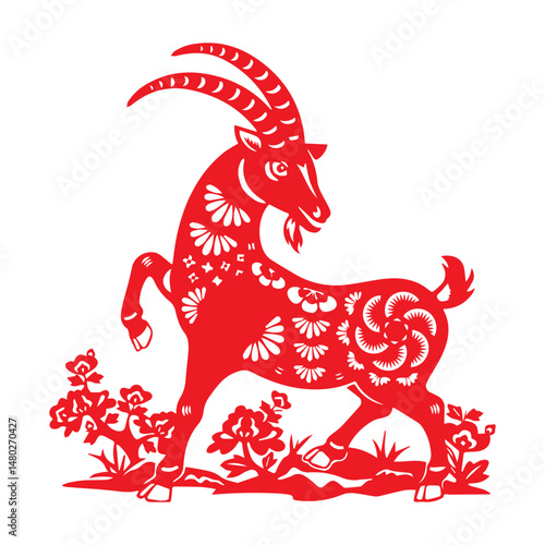 China zodiac silhouette goat con