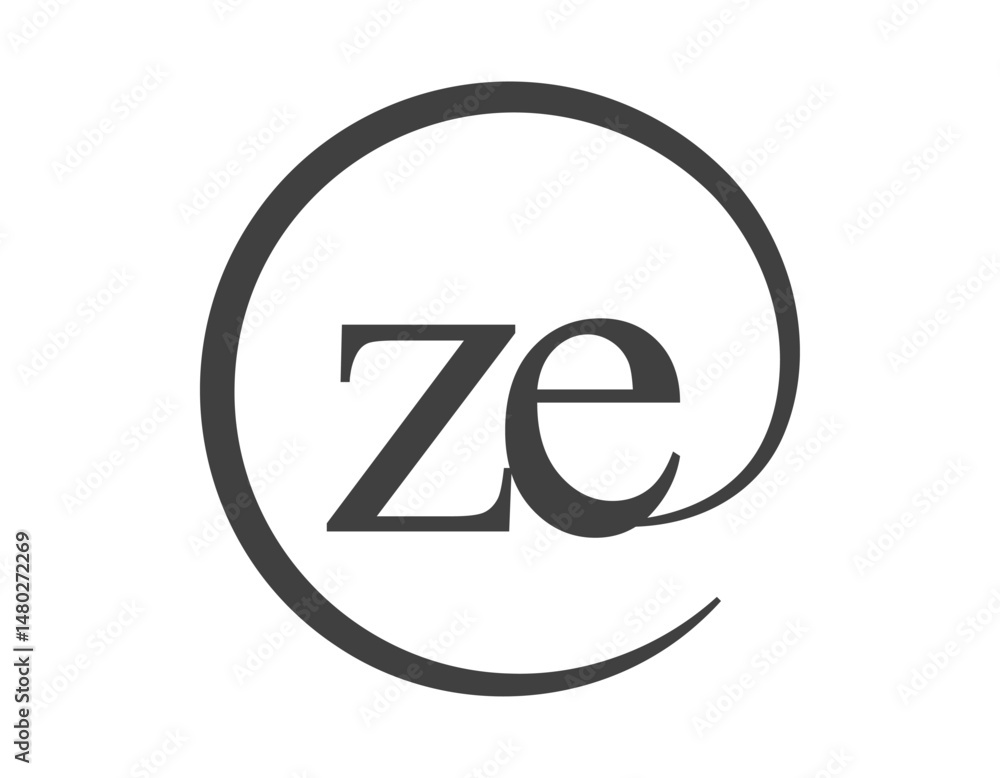 ZE logo from two letter with circle shape email sign style. Z and E round logotype of business company ZE logo from two letter with circle shape email sign style. Z and E round logotype of business company