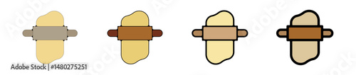 rouleau patissier pate ustensiles cuisine pictogramme icone symbole gras couleur