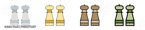 sel poivre ustensiles cuisine pictogramme icone symbole gras couleur