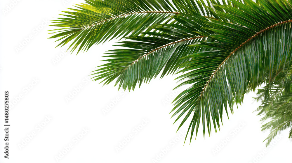 Lush green palm leaves create vibrant tropical feel, perfect for enhancing any design or decor Lush green palm leaves create vibrant tropical feel, perfect for enhancing any design or decor