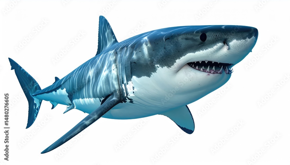 Fototapeta premium Great White Shark: Oceanic Predator, Realistic Aquatic Artwork
