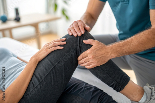 Wallpaper Mural Osteopath s healing hands. Osteopath s hands working on the patient s knee during an osteopathic treatment. Torontodigital.ca