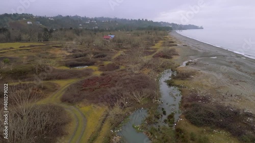 Exploring the Submerged Shores of Adjara at the Black Sea Coastline Where a River Meets the Ocean
