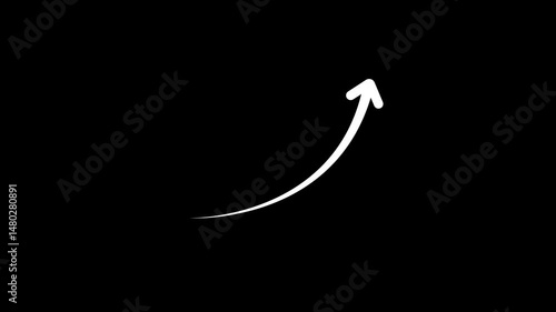 Hand Draw Doodle Arrow With Scribble Animation. Arrow curve growth animation alpha channel. Arrow on transparent background. Different shape arrow icon set. Collection of curve line arrows animation.