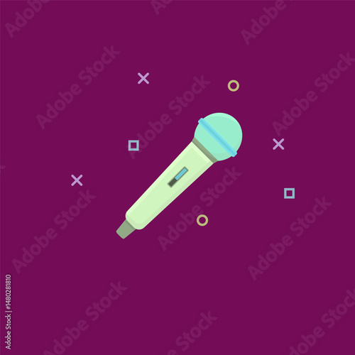 Illustration of professional stage microphone, modern design, suitable for live performance music