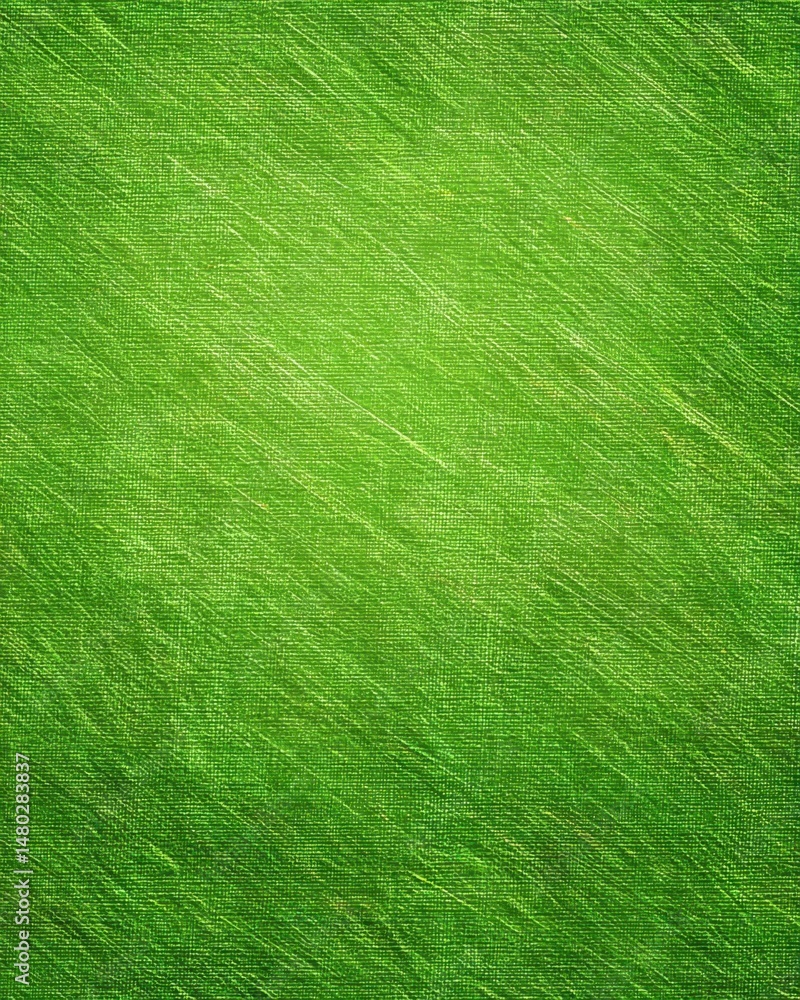 Obraz premium Vivid green canvas texture close up abstract background showing woven pattern and diagonal light scratches studio shot