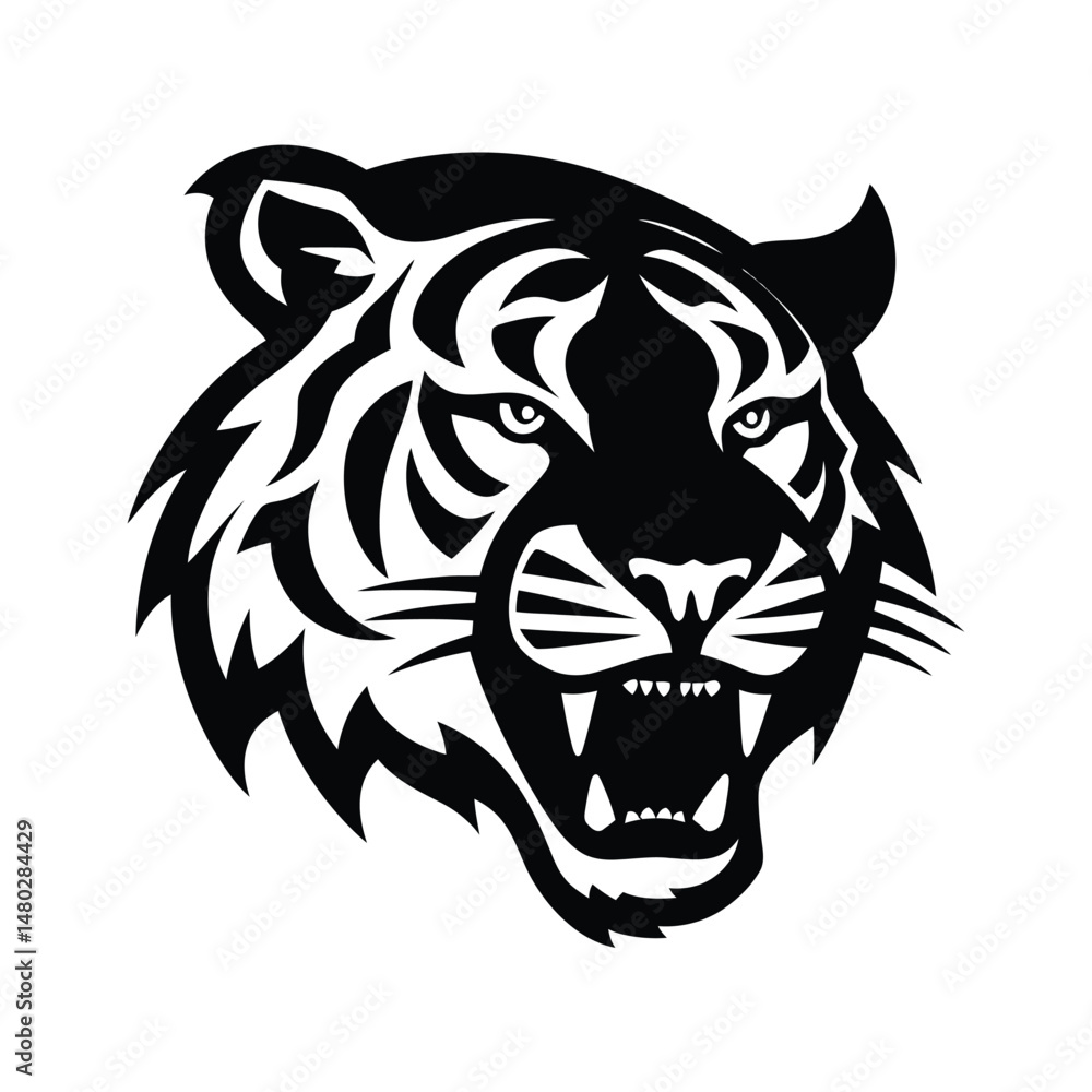 Fototapeta premium Tiger Head Silhouette Clipart