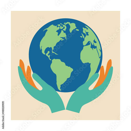 Earth globe held in protective hands illustrating environmental protection and conservation