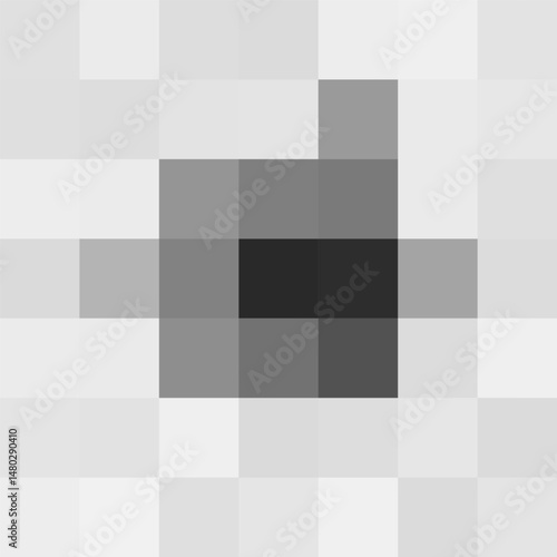 Censorship pixel block glitch center. Strong black square simulating restricted content, digital blur, privacy filter or data suppression. Minimal abstract tech look. Vector illustration