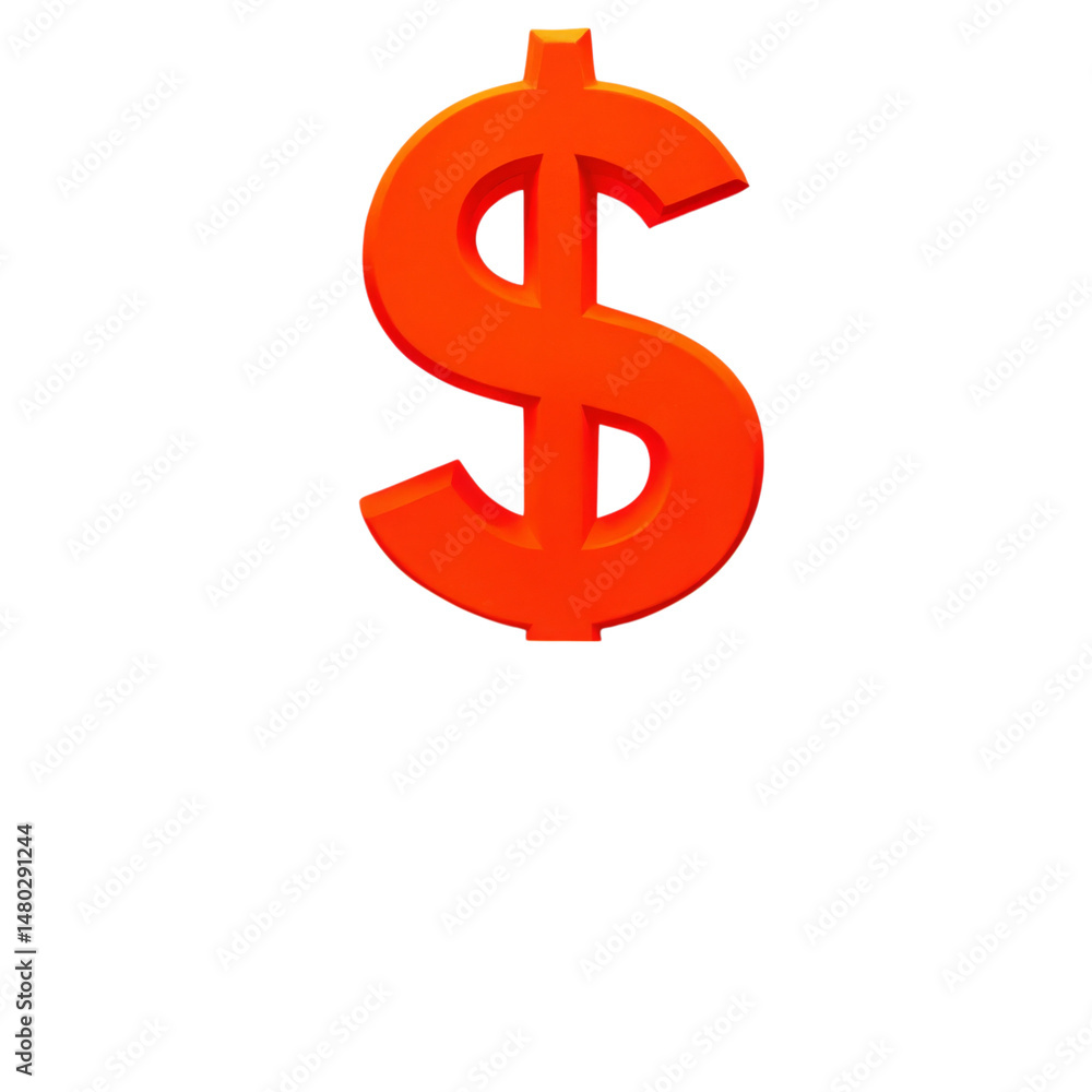 A bright orange dollar sign symbol. A bright orange dollar sign symbol.