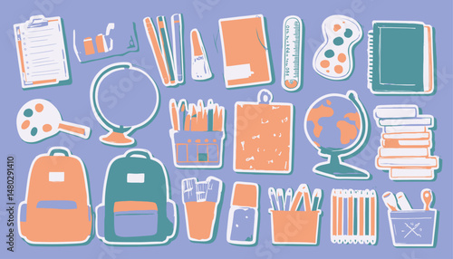 School Supplies and Education Stickers Set � Back to School Essentials for Prints, Cards, and Scrapbooking