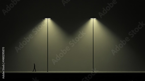 Solitary Stroll Underneath City Lights