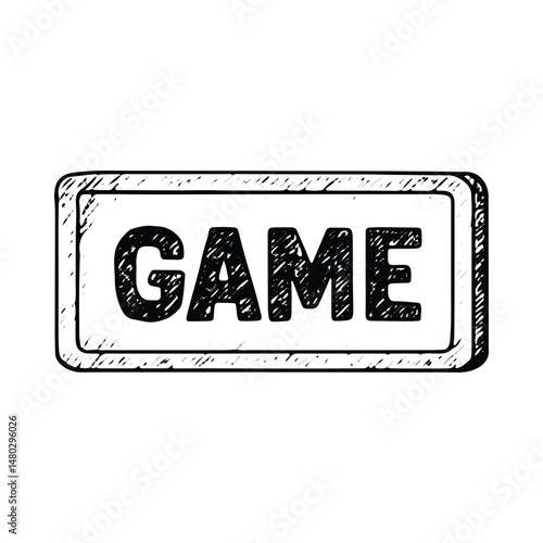 A hand-drawn "GAME" text,  ideal for gaming-themed illustrations and promotional designs, emphasizing the fun and excitement of gaming