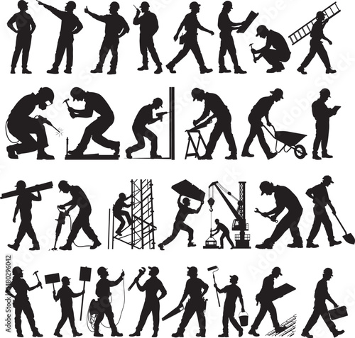 Silhouette Collection of Workers | Construction, Labor, Tradespeople & Industrial Professionals