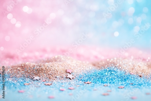 Dreamy pastel background with glitter and star confetti for whimsical celebrations