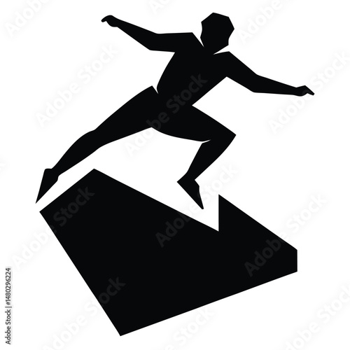 Dynamic Silhouette of a Surfer Riding a Wave Action Sports Vector Illustration