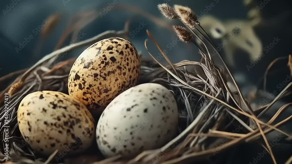 Quail Egg Trio in a Nest: A Delicate Glimpse into the Start of Life Quail Egg Trio in a Nest: A Delicate Glimpse into the Start of Life