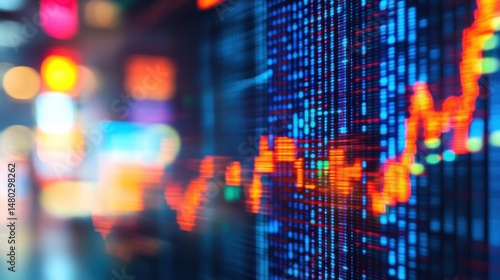 Wallpaper Mural Abstract Financial Data Visualization with Colorful Graph Lines Torontodigital.ca