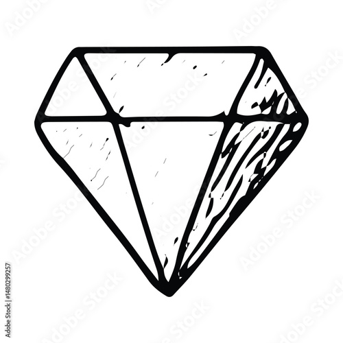 A hand-drawn diamond,  ideal for gaming reward illustrations and fantasy-themed designs, symbolizing in-game treasures and achievements