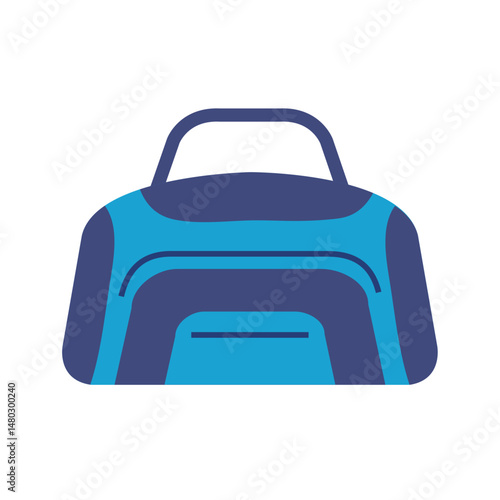 Vector Illustration of a Blue Gym Bag or Duffel Bag with Handles, Representing Sports, Fitness, and Travel Accessories