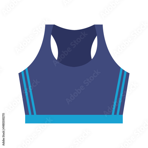 Vector Illustration of a Blue Sports Bra, Representing Workout Clothes, Fitness Apparel, and Activewear for Gym and Exercise
