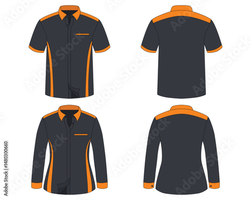 Black and orange office uniform mockup for men and women