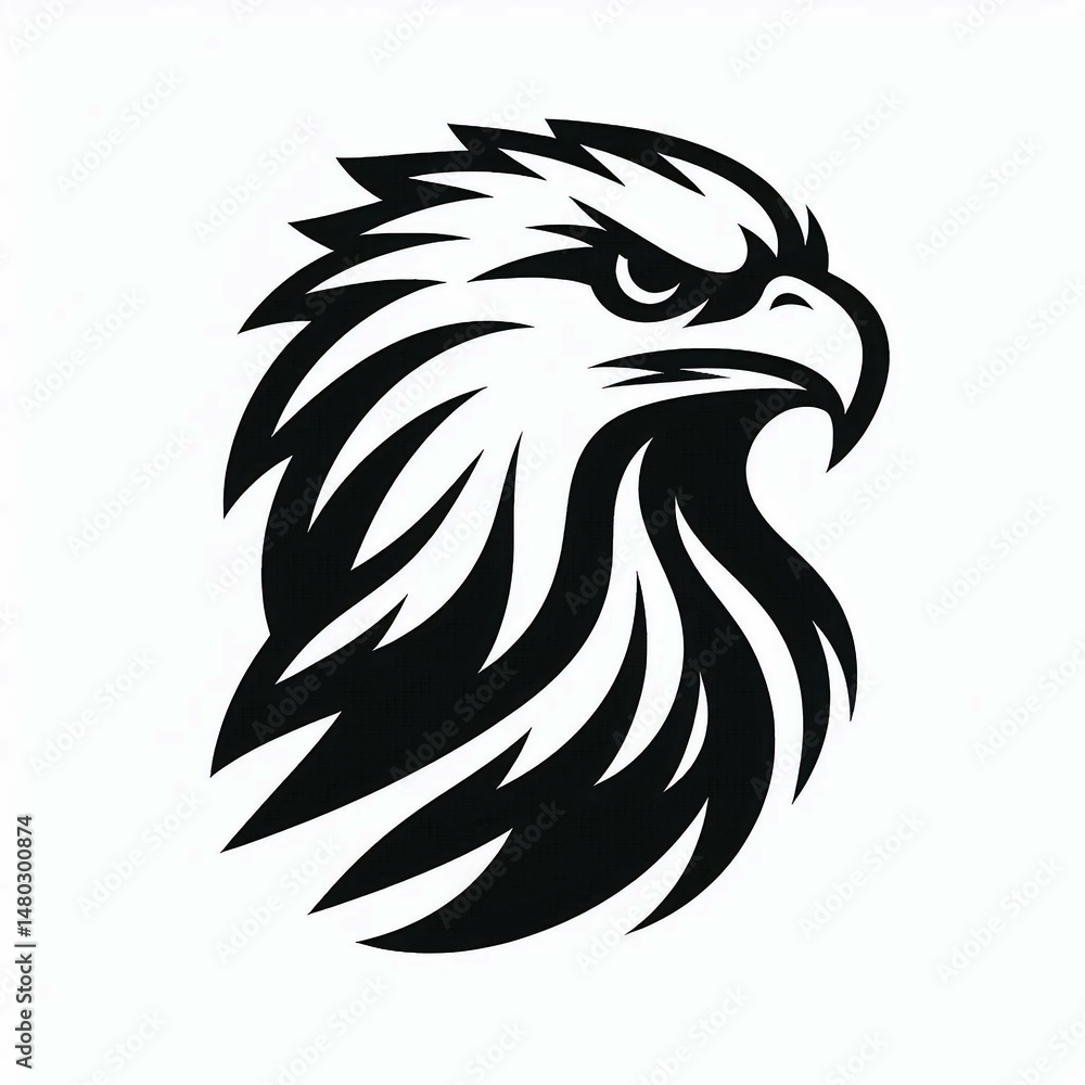 Bold Eagle Head Silhouette in Black and White Bold Eagle Head Silhouette in Black and White