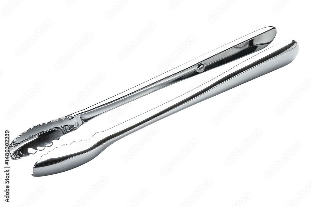 Fototapeta premium Elegant Stainless Steel Serving Tongs Perfect for Salads Snacks and on transparent background