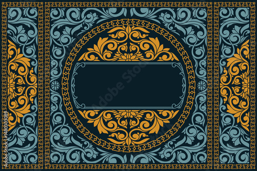 Decorative ornate retro floral blank card template

