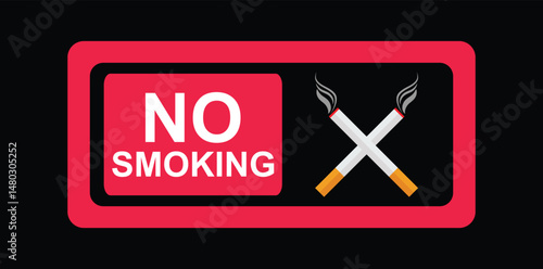 No Smoking Sign with Crossed Cigarettes. Forbidden Sign Illustration.