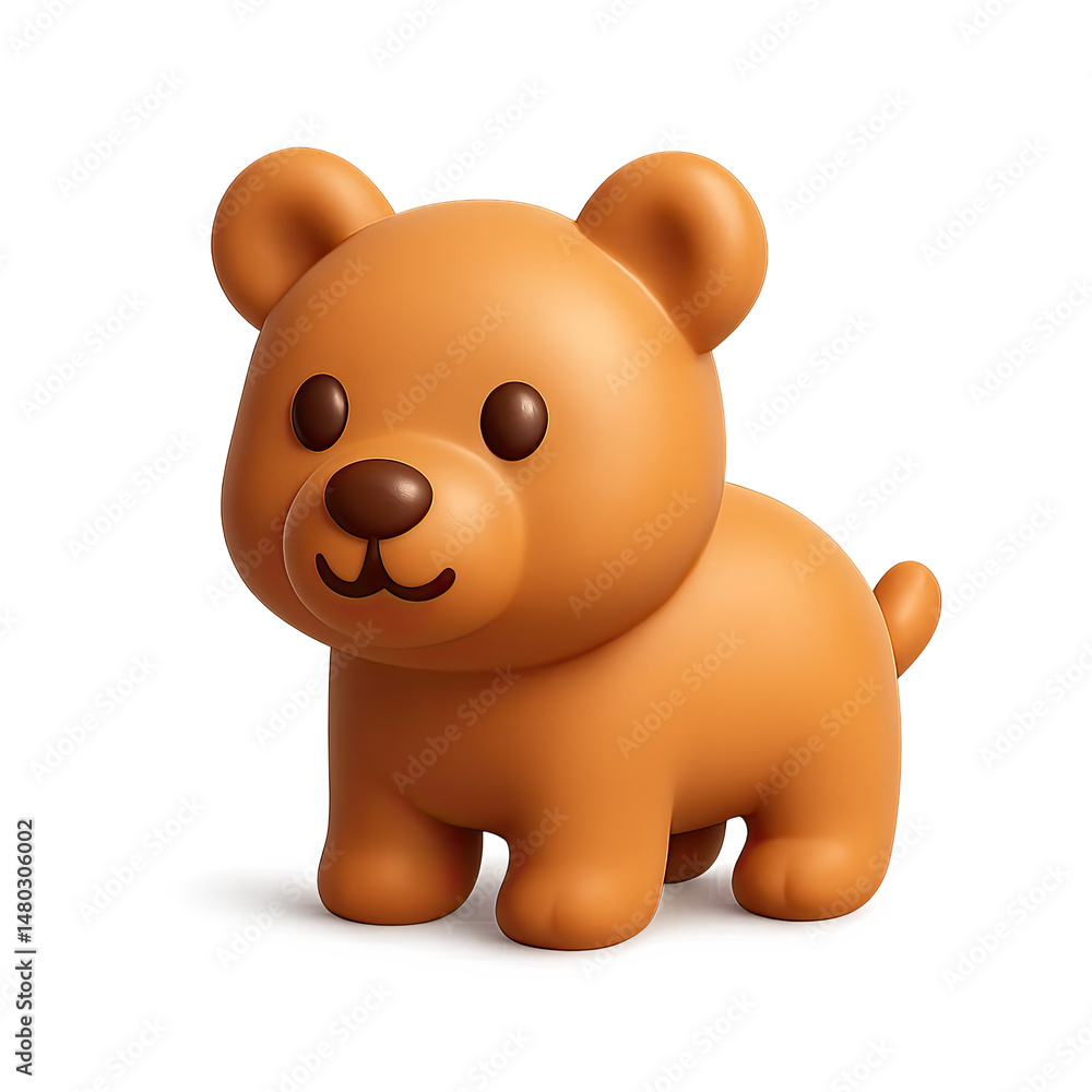 Fototapeta premium Adorable Brown Cartoon Bear Cub 3D Render on Dark Background