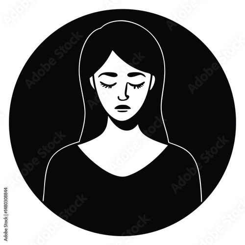 Woman Crying, Sadness, Depression, Emotional Pain, Grief Illustration