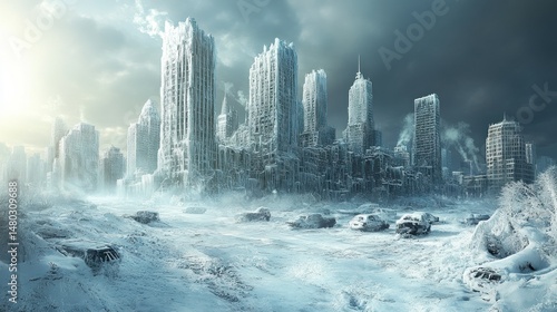 Fototapeta Naklejka Na Ścianę i Meble -  Frozen city ruins