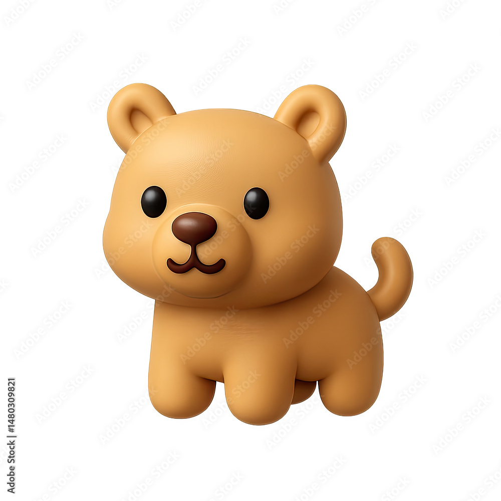 Adorable Brown Cartoon Puppy 3D Rendering on Dark Background Adorable Brown Cartoon Puppy 3D Rendering on Dark Background