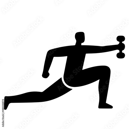 Silhouette of a person performing a lateral raise exercise with dumbbells. A black vector illustration on a white background.