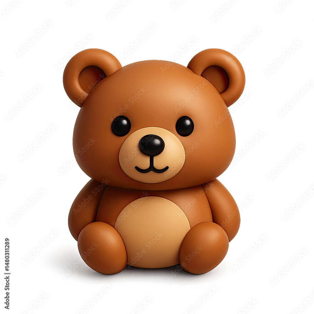Adorable Brown Teddy Bear 3D Render on Dark Background Adorable Brown Teddy Bear 3D Render on Dark Background