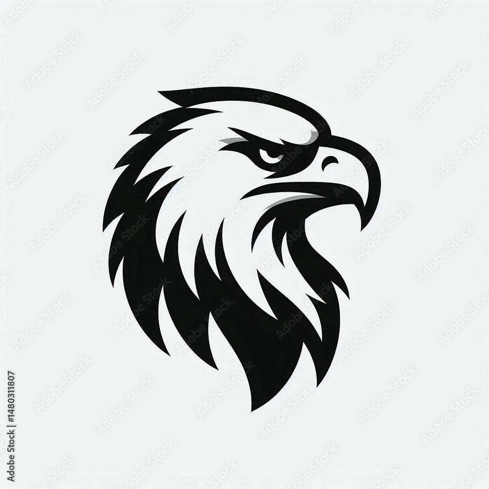 Obraz premium Bold Eagle Head Graphic on White Background
