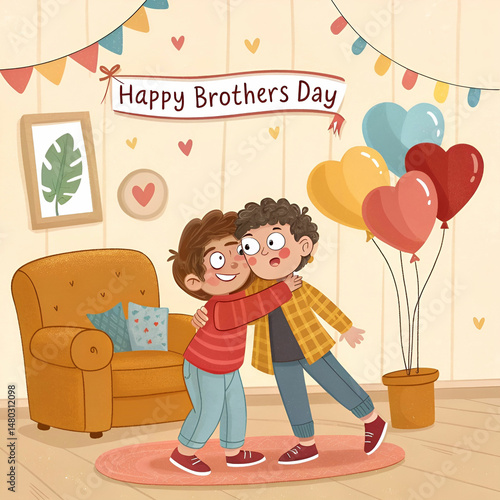 flat brothers day illustration
