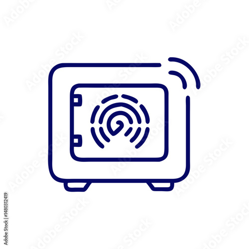 Fingerprint access safe icon for cybersecurity apps, digital vaults, smart banking tools and fintech security dashboards


