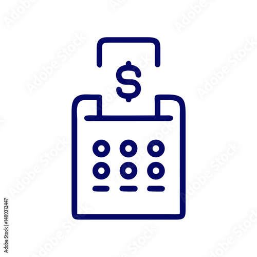 Cash register with dollar icon for ecommerce UI kits, payment interface designs, retail dashboards and sales tracking tools


