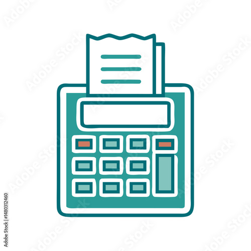 Calculator with receipt icon for accounting apps, finance tracking tools, budget planning dashboards and tax form visuals

