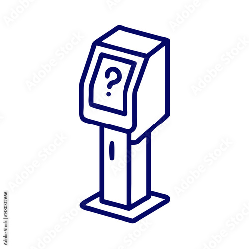 Line information kiosk icon for digital wayfinding apps, customer service platforms, smart city maps and self-service UI designs

