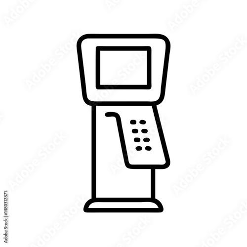 Touchscreen kiosk icon for user interface layouts, self-service apps, fintech tools and information terminal clipart

