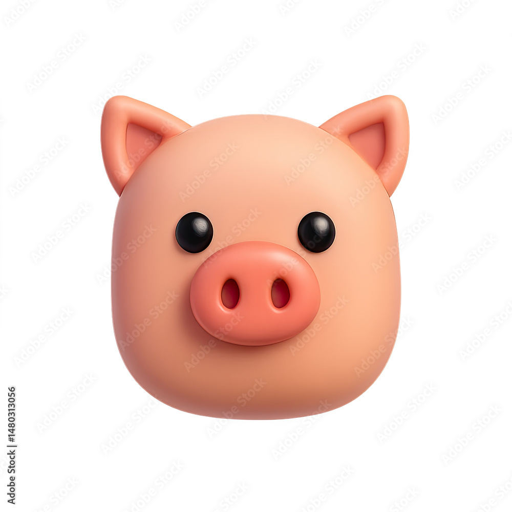 3D Render of a Cute Pink Pig on Dark Background 3D Render of a Cute Pink Pig on Dark Background