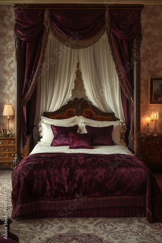 A regal bedroom in classic vintage style